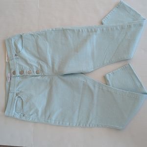 NWT Loft Button Fly High Rise Skinny Ankle Mom Jeans 14P Green